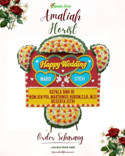 Karangan Papan Bunga Pernikahan di Manjahlega